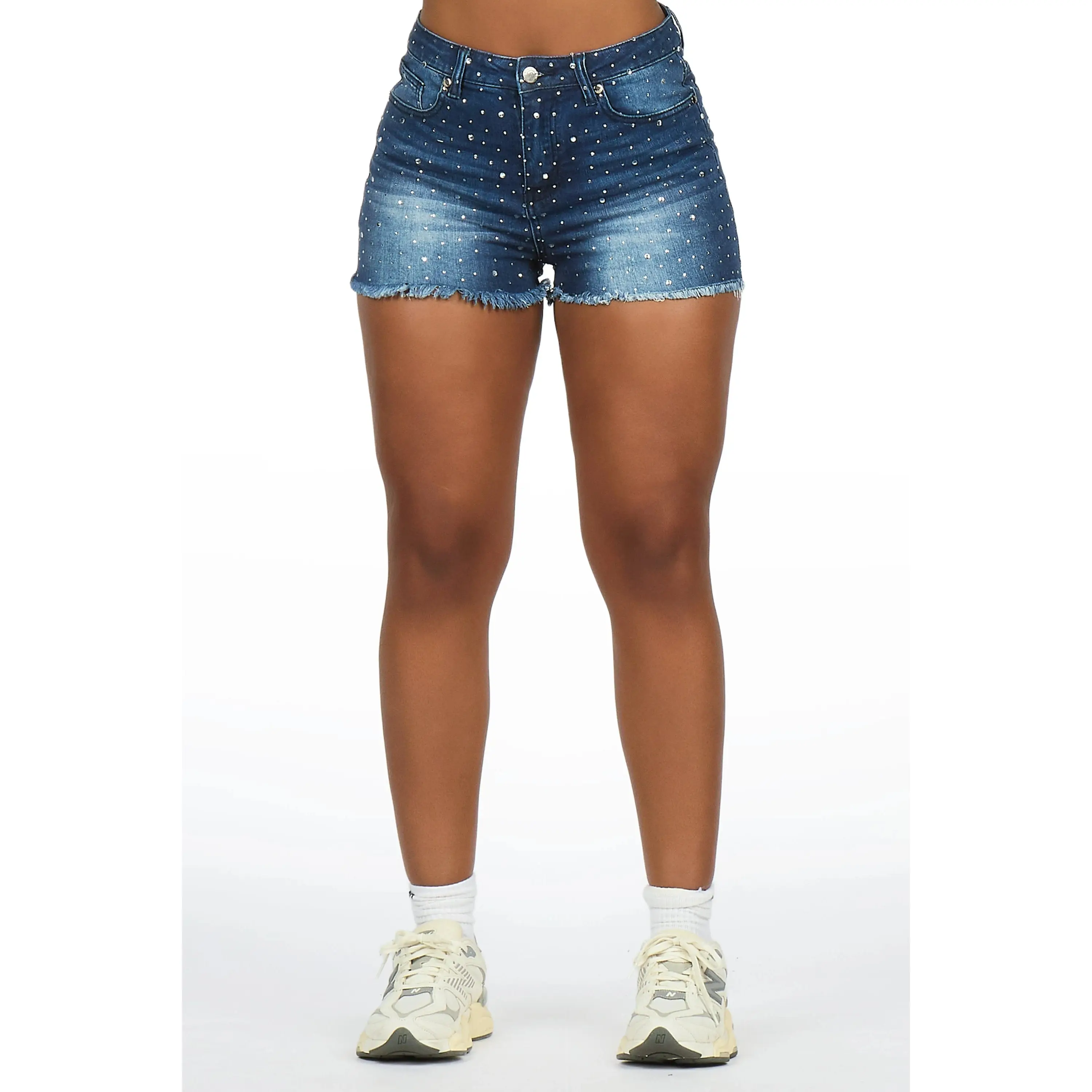 Kelle Dark Wash Rhinestone Booty Short Kelle Dark Wash Rhinestone Booty Short