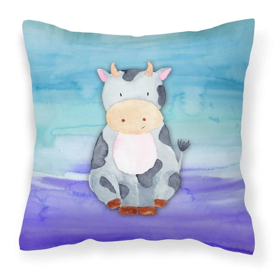 Cow Watercolor Fabric Decorative Pillow BB7412PW1818