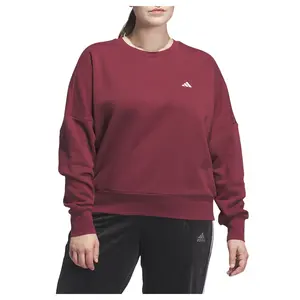 adidas Womens Essentials Small Logo Feel Cozy Crew Neck Sweatshirt Plus Training Casual Tops Casual - Red