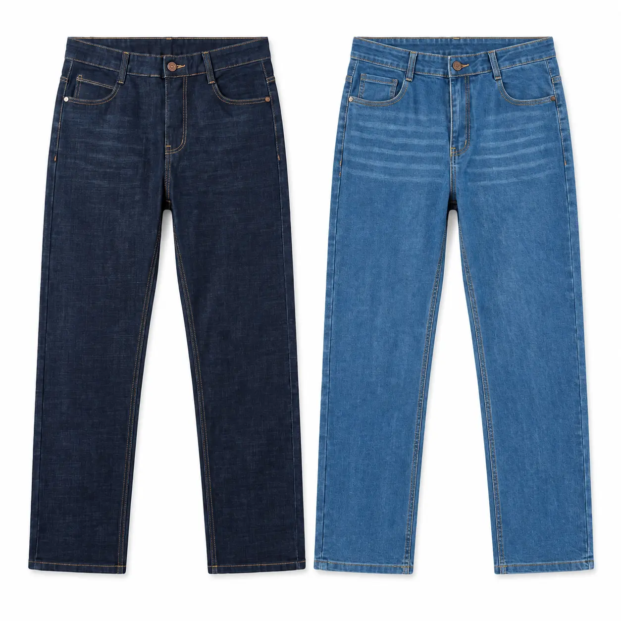 Men's Straight Leg Jeans, Classic Dark Indigo & Light Blue Denim Pants, Relaxed Fit Casual Trousers with Pockets, Durable Everyday Streetwear Jeans for Men, Vintage Style Workwear Denim, Comfortable Urban Fashion Pants Menswear Beige Plain Stylish