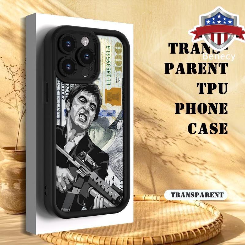 Creative Scar Face Painted Pattern Case for iPhone 16 17 15 14 Pro Max 13 12 11 Air XR XS E Plus Shockproof Drop Protection Rugged Durable Silicone Cover