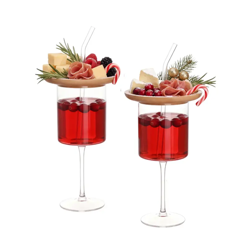 Durable Glass Cups Tumblers - 13.5oz All-in-1 Premium Drinkware with 4.72" Plate Cover, Eat & Drink Lid, Straw - Ideal for Wine Tasting, Iced Coffee - Adults' Birthday Gifts
