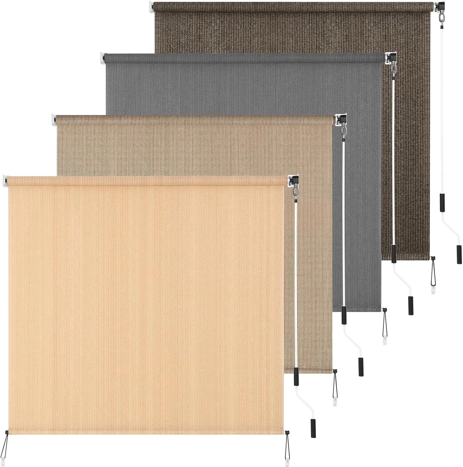 Outdoor Roller Shade 8' W x 6' L Cordless Patio Shades Roll Up Outdoors Blinds with UV Protection, Exterior Roller Shades Cloth for Porch Pergola, Beige