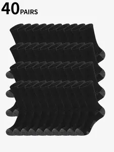 30/40 Pair Men's Classic Combination Long Socks - Breathable, Comfortable, Moisture-Resistant, Suitable for Leisure Outdoor Wear in All Seasons - Machine Washable, Striped Knit Fabric, Polyester Material, Tubesocks