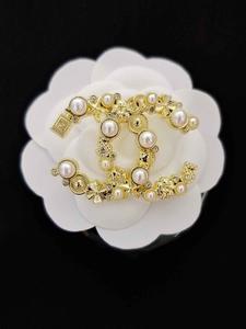 Elegant CC Brooch with Crystals, Flower Brooch Pin, Stylish Jewelry for Fashion, Fashion Statement, Perfect Gift for Her, Versatile Accessory for All Seasons