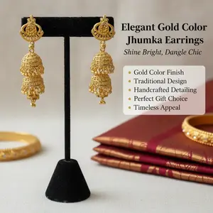 Gold Plated Jhumka Earrings. Indian Jewelry for Women. Elegant and Stylish