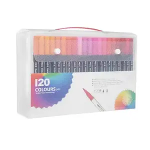 120 Vibrant Double Ended Watercolor Markers Set Premium Dual Tips Artists Gift