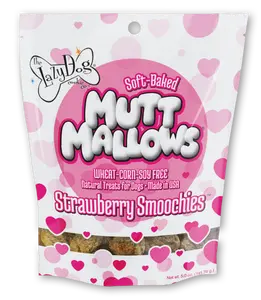 Strawberry Smoochies- Mutt Mallows - Soft Baked Natural Treats for Dogs from The Lazy Dog Cookie Co.