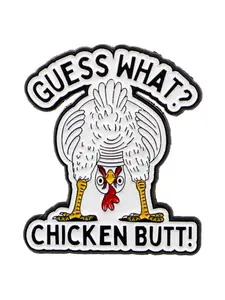 "Guess what?Chicken butt!" Funny Chicken Enamel Pin, Versatile Accessory for Sweaters Hats Backpacks, Perfect Gift for Friends, Cute Animal Style