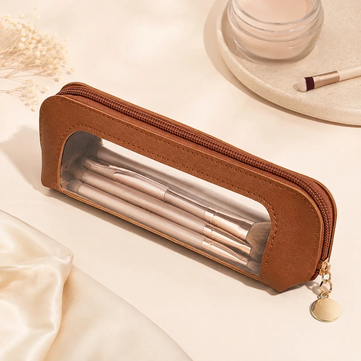 Durable Portable Makeup Bag - Eco-Friendly Zippered Pouch Storage Bag, Cosmetic Beauty Organiser for Home Supplies, Travel Use