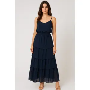Solid Layered Maxi in Midnight Blue (Up to Medium)