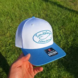 Southern Hookin' columbia blue on white Trucker Cap