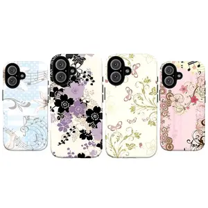 Soft Girl Butterfly Aesthetic Phone Case  Vintage Floral Music Notes Aesthetic Phone Cover for iPhone 17 16 15 14 13 12 11 Pro Max, Pastel Cottagecore Phone Cover, Musical Floral
