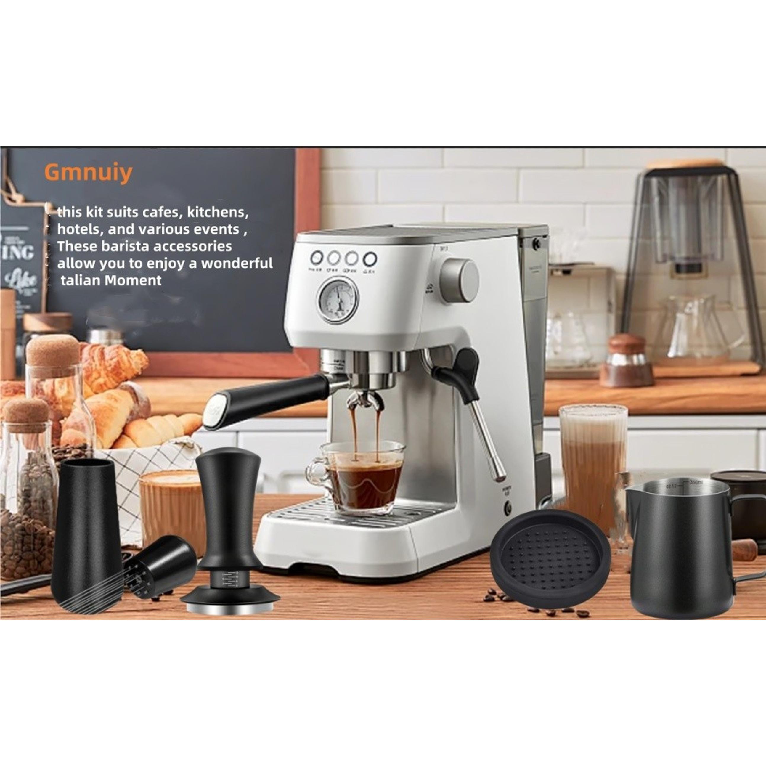 22 PCS 53mm Espresso Accessories Kit Barista Tamper Set with Frothing Pitcher WDT Tool Stirrer Tamper Mat Coffee Stencils Latte Art Pen