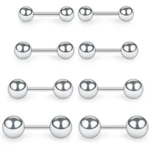 4 Pairs 20G Stainless Steel Ball Stud Earrings Set for Men Women Barbell Stud Earrings 3-6mm