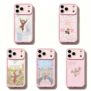 TY-Curious Georgeee Floral Garden Phone Case,Cute Cartoon Monkey Phone Case,Cute Monkey Print on Floral & Patchwork Background Protective Cover For iPhone 11 12 MINI 13 MINI 14 15 16 17 Air Pro Max for Samsung S26 S25 S24 S23 S22 S21 Case,Gift for her