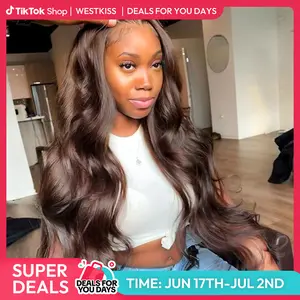 West Kiss Glueless Wig Dark Brown Body Wave 7x5 Closure Wig Pre Cut Ready Go Human Hair Wigs Pre Plucked Natural Hairline DealsForYouDays