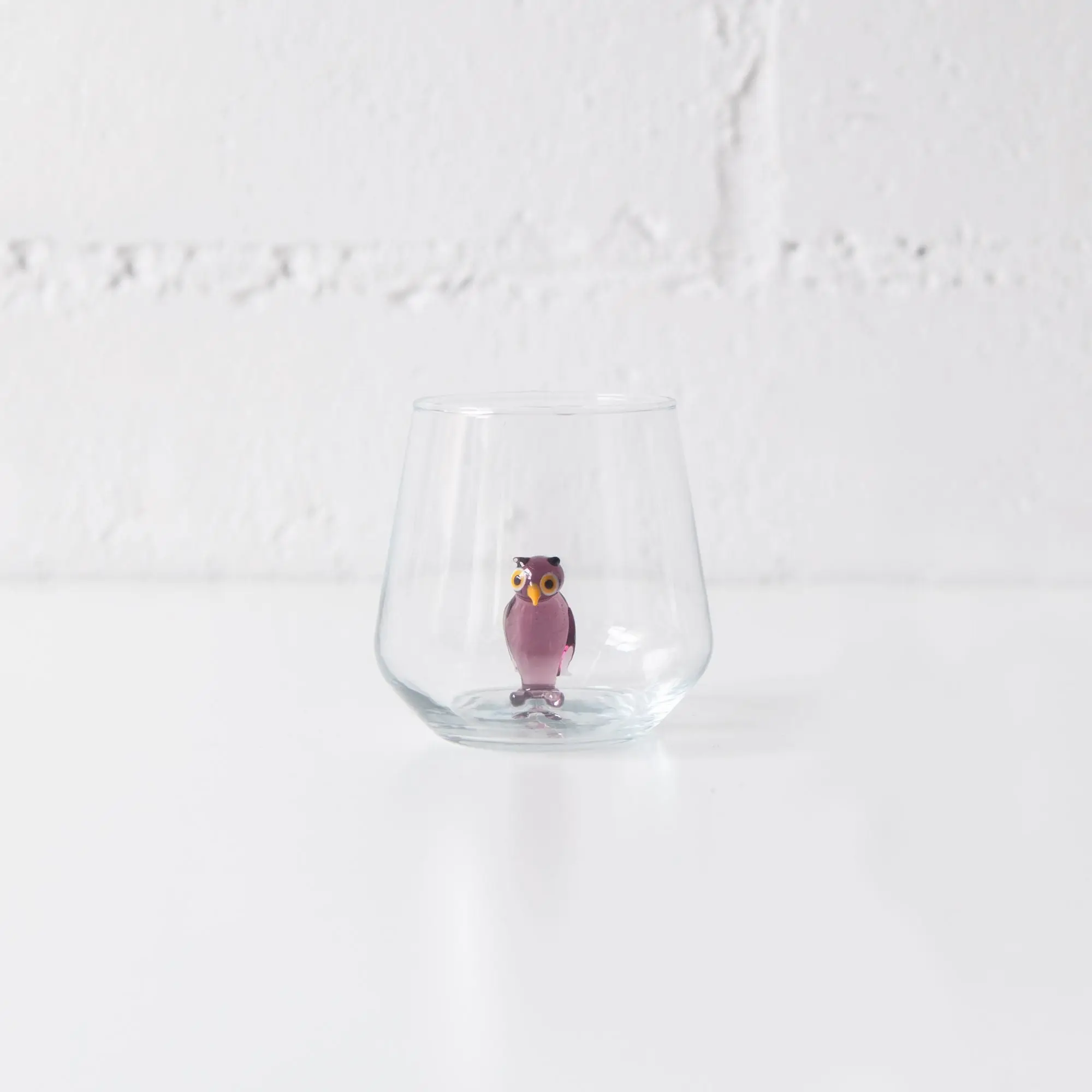 Purple Owl Drinking Glass