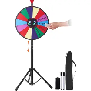 Father's Day Gift VEVOR 18 inch Spinning Prize Wheel, 14 Slots Spinning Wheel with Height Adjustable Stand, Roulette Wheel with a Dry Erase, and a Storage Bag, Win Fortune Spin Games in Party Pub Trade Show Carnival