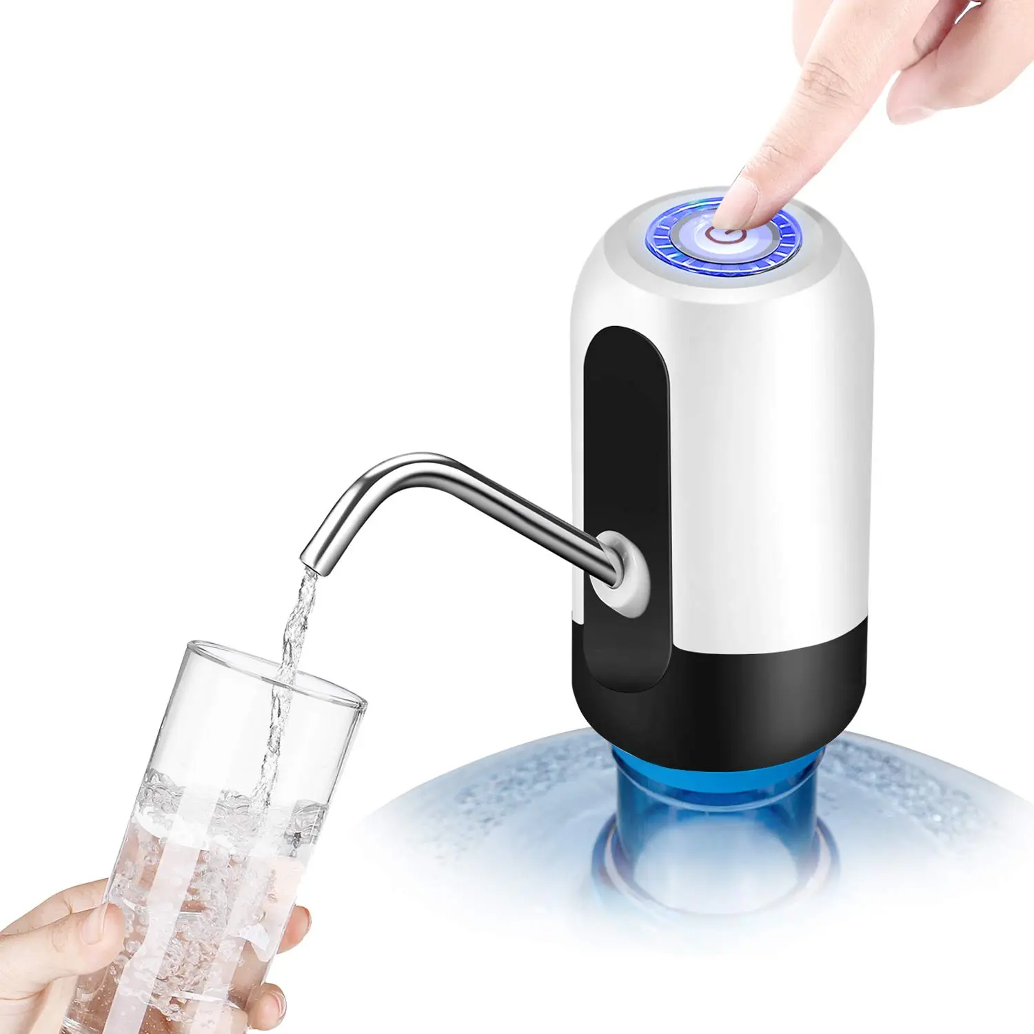 Portable Rechargeable Drink Dispenser Machine for 5 Gal Bottle - BPA-Free Water Pump with Food Grade Silicone Hose, Stainless Steel Spout, 30-40 Days Battery Life