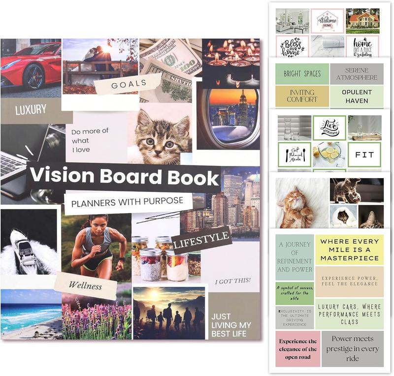 Vision Board Book 1,200+ Vision Board Images & Quotes - Goal Setting Vision Journal for Manifestation, Motivation & Lifestyle Inspiration - Law of Attraction Collage Supplies Kit