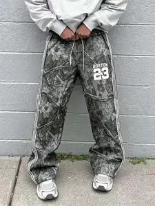 🔥 Virus Boston 23 Camouflage Tracking Pants 🔥|  Essential Y2K streetwear! Unique forest camouflage print with 3 stripe details and "BOSTON 23" logo | Comfortable wide leg fit, perfect for street style and daily styling 🔥