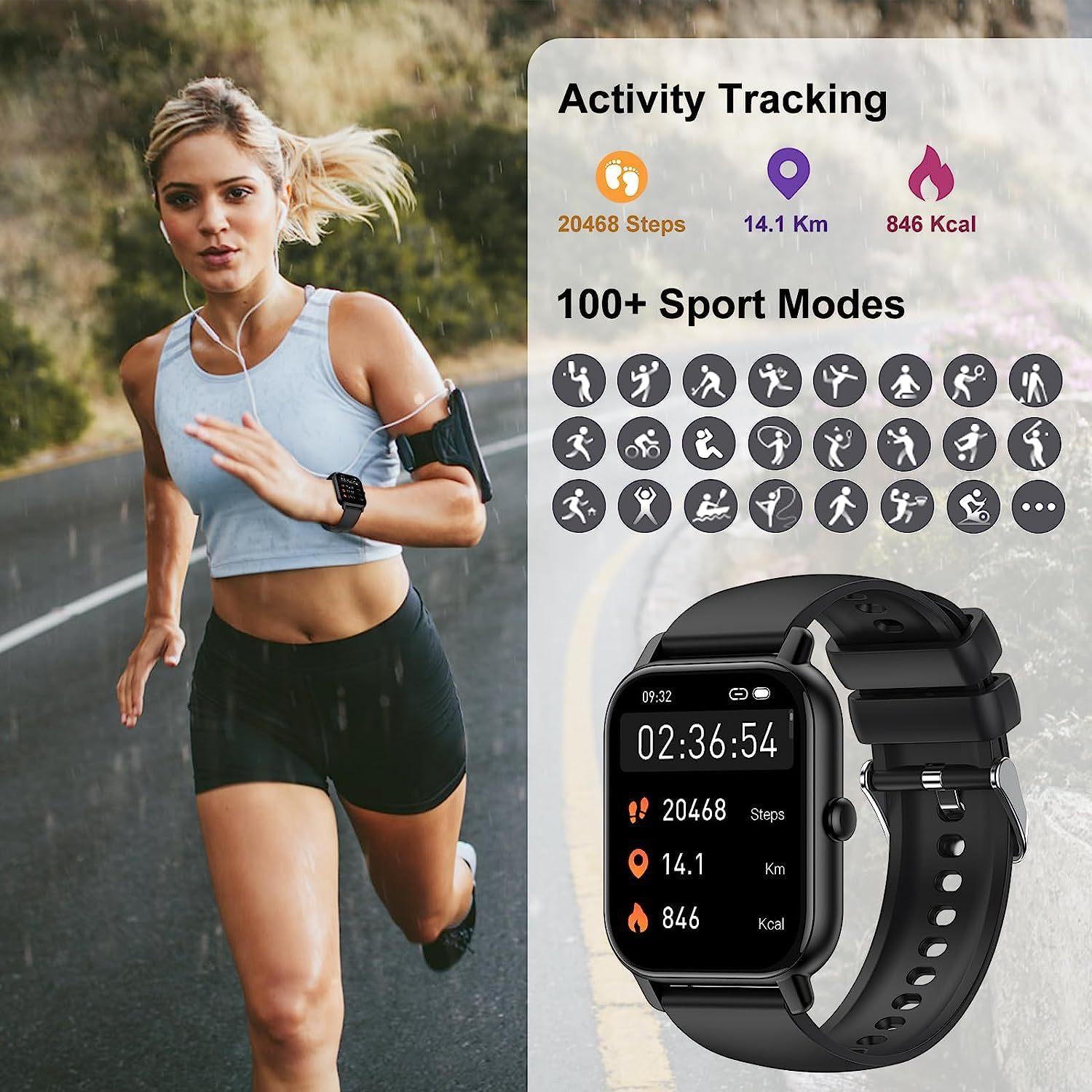 Reloj Inteligente (Smartwatch) con Llamadas Bluetooth, Pantalla Táctil HD de 1.85", Pulsera de Actividad con Monitor de Frecuencia Cardíaca y Sueño, 100+ Modos Deportivos, para Android iOS watch