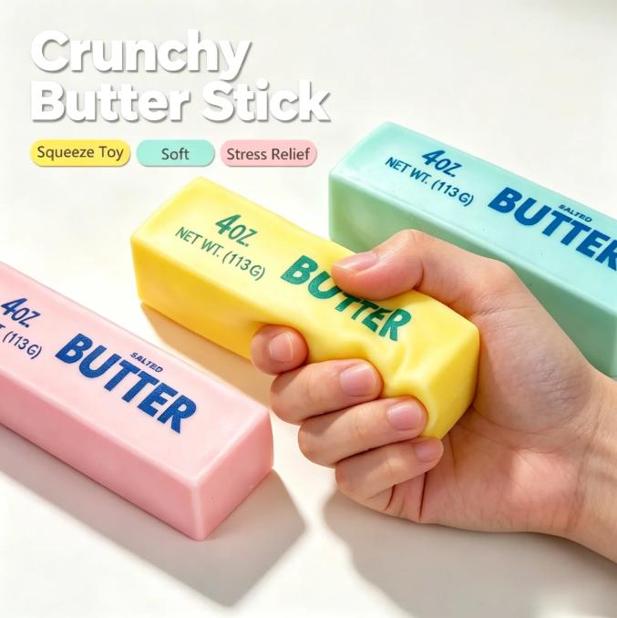 Crunchy Butter Squishy Cheese Sticks Toy,Slow-Rebound Stress Relief Toy Building Blocks,Cute Soft Sensory Toy, Relaxing Desk Toy Squeeze Toy Stress Relief Desk Toy For All Ages,Stress Relief Gift
