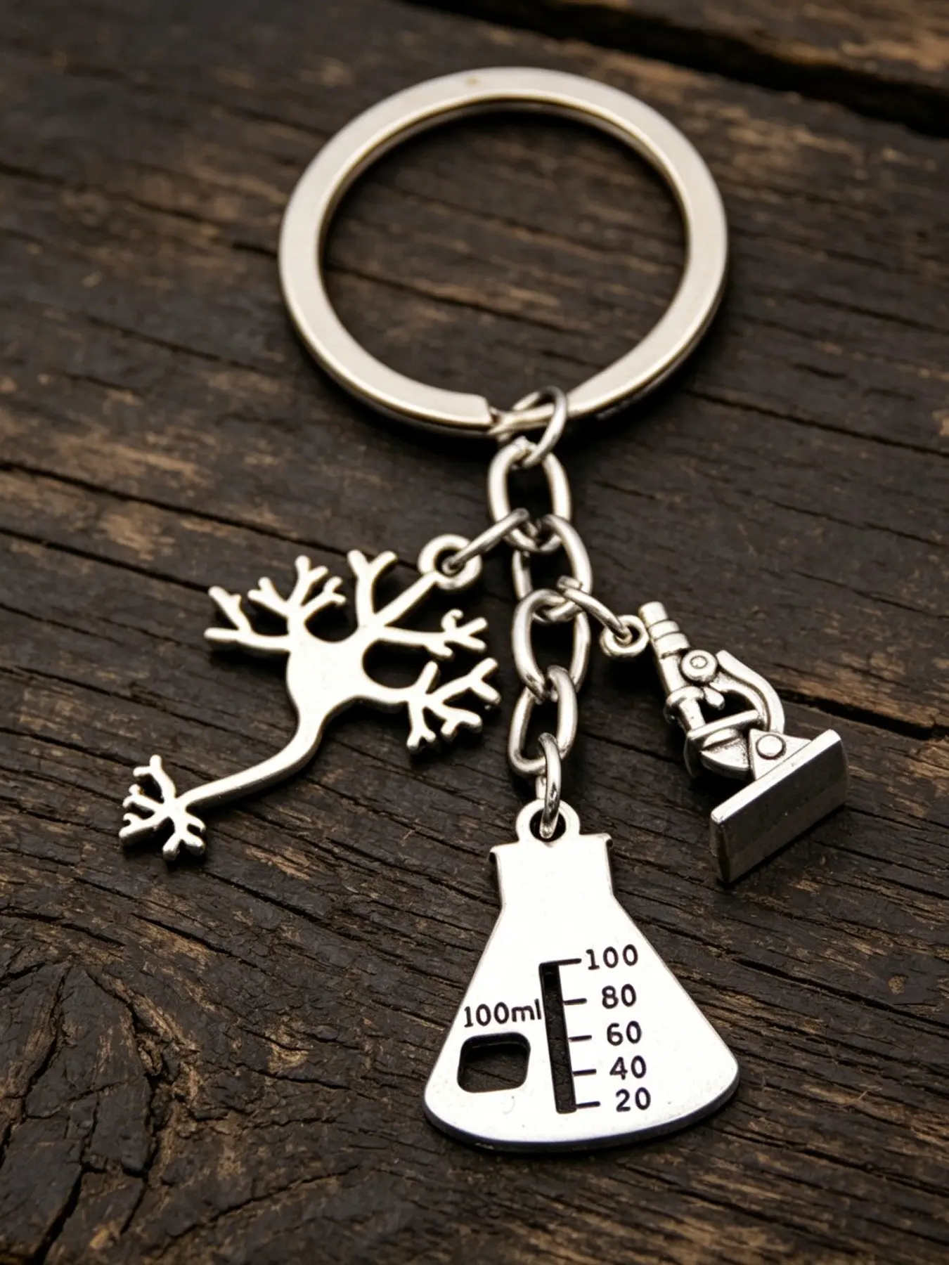 Unique Microscope Keychain, Lab Research Enthusiast Gift, Casual Style, Stars Pattern, All Seasons, Small Souvenir