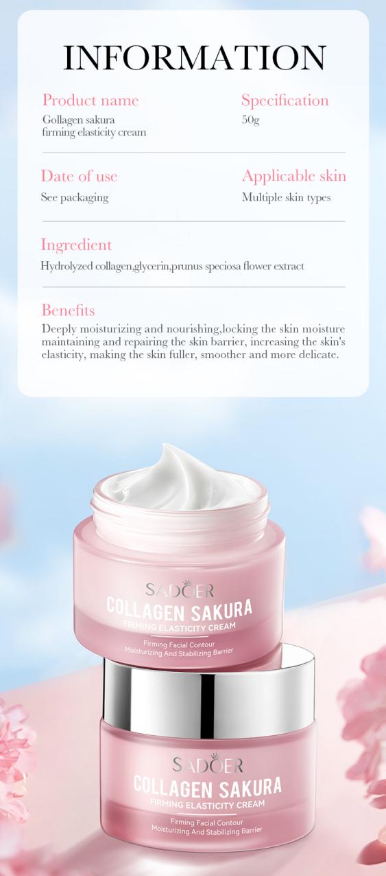 Cherry Blossom Collagen Face Cream – Moisturizes Firms & Plumps Skin for Radiant Complexion Daily Use - Facial