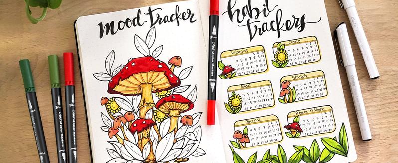 Ohuhu Markers: Brush & Fineliner Dual Tips - 120 Colors - Brush Pens Dual Brush Fine Tip Drawing Pens Water-Based Coloring Markers for Calligraphy Bullet Journal with Carrying Case for Adult Coloring Books - Black - Maui Series of Ohuhuart