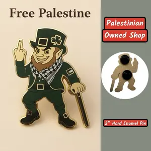 Defiant Leprechaun Enamel Pin – Irish Palestinian Solidarity