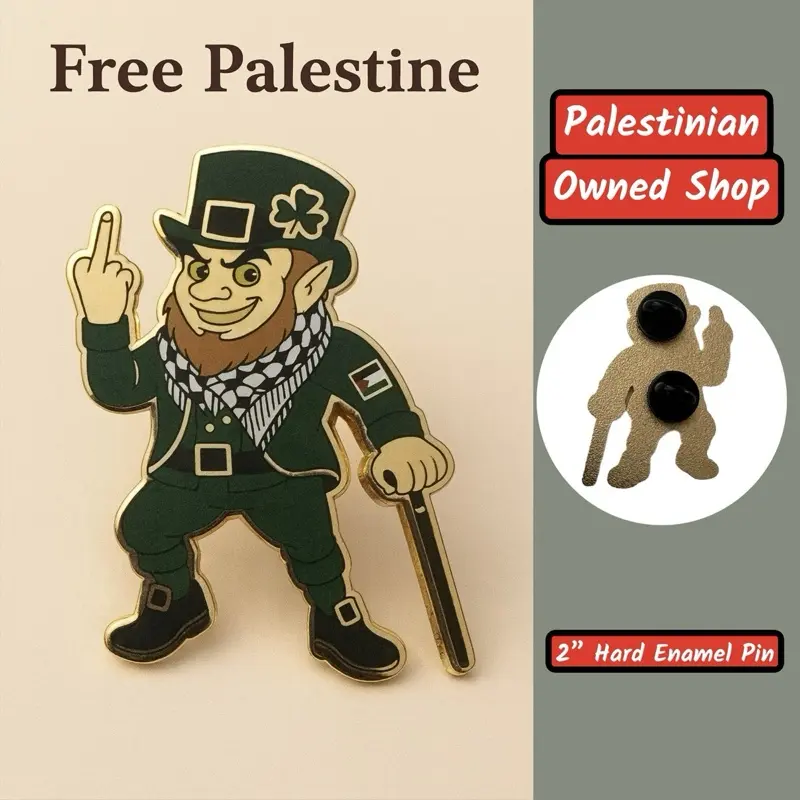 Defiant Leprechaun Enamel Pin – Irish Palestinian Solidarity