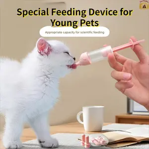 Newborn Kitten Puppy Feeding Bottle, Pet Milk Bottle, Syringe Feeder, Medicine Dispenser, Small Nipple for Baby Pets, Cat Nursing Teat