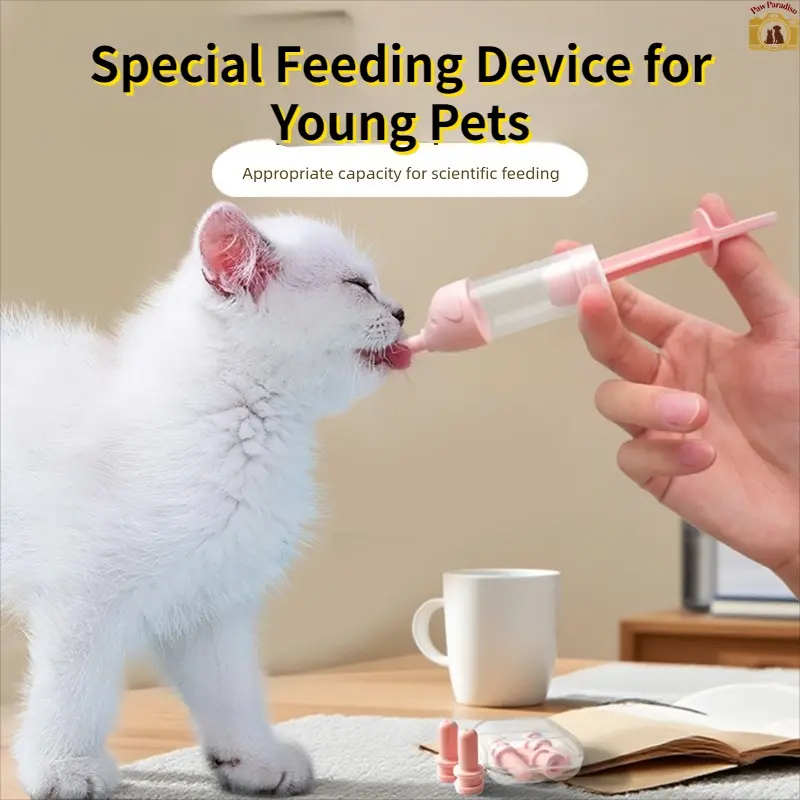 Newborn Kitten Puppy Feeding Bottle, Pet Milk Bottle, Syringe Feeder, Adjustable Slow Feeder, Liquid Slow Feeder, Medicine Dispenser, Small Nipple for Baby Pets, Cat Nursing Teat