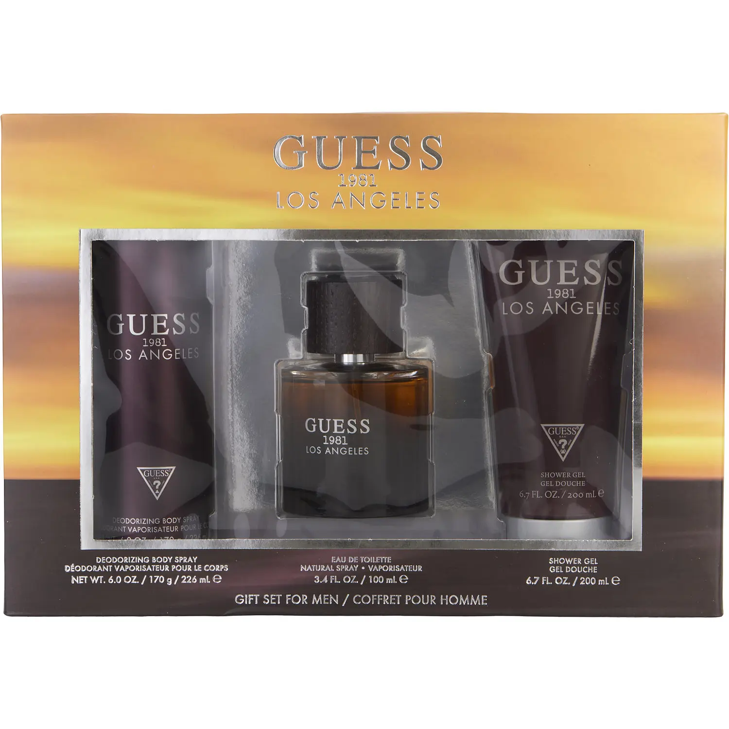 Guess 1981 Los Angeles Set-Edt Spray 3.4 Oz & Body Spray 6 Oz & Shower Gel 6.7 Oz For Men