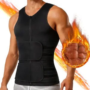 Sauna Vest, Double Belt Sauna Vest Waist Trainer, Men Body Shaping Waist Trainer Gym Fitness Breathable Sweat, Supports Abdominal Shaping Corrects Posture