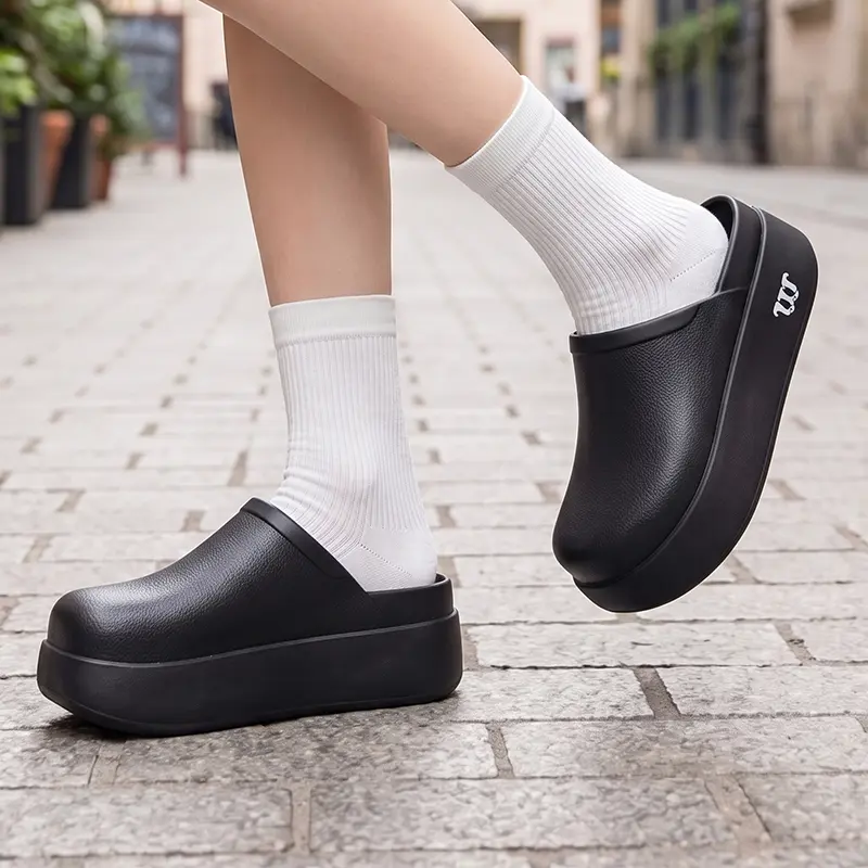 TEER Women’s Casual Open Plain Round Toe Platform High Heel Slide Mule Clogs - 2026 Pre-Spring Drop, Slip-On, Feather-Light, Ventilated, Sturdy-Built, All-Day Comfort Shoes for Women, Clog Style Footwear, Ideal for Shopping Trips, Pet Strolls