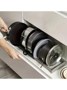 A7 Partition Line Pot Cover Bracket, Adjustable Telescopic Pot Cover Bracket, Countertop Kitchen Utensil Storage Rack, Convenient Storage For Pots And Utensils, Used For Kitchen Countertops, Cabinets And Shelves, Kitchen Accessories