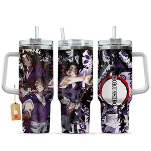 STORMMECH Kokushibo 40oz Handle Tumbler - KNY Stainless Steel Portable Beverage Mug, Anime-Inspired Vacuum Insulated Cup with Lid, Large Washable Iced Coffee Drinkware, Otaku Gift