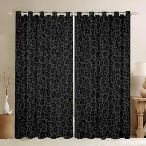 Leopard Print Window Curtain,African Cheetah Wildlife Curtain for Adults Teens Kids,Gray Wild Animal Skin Window Drapes of 2 Panels Suits for Room Decor