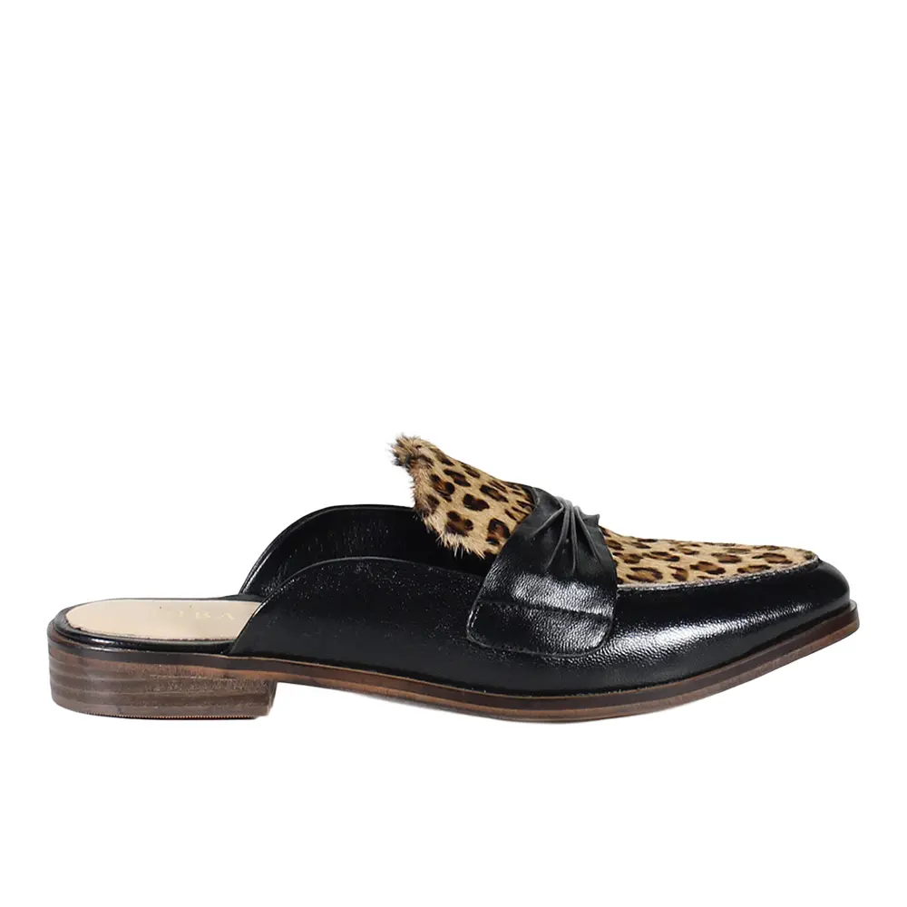 Diba True Womens Au Pair Leopard Mule Loafers Casual - Black