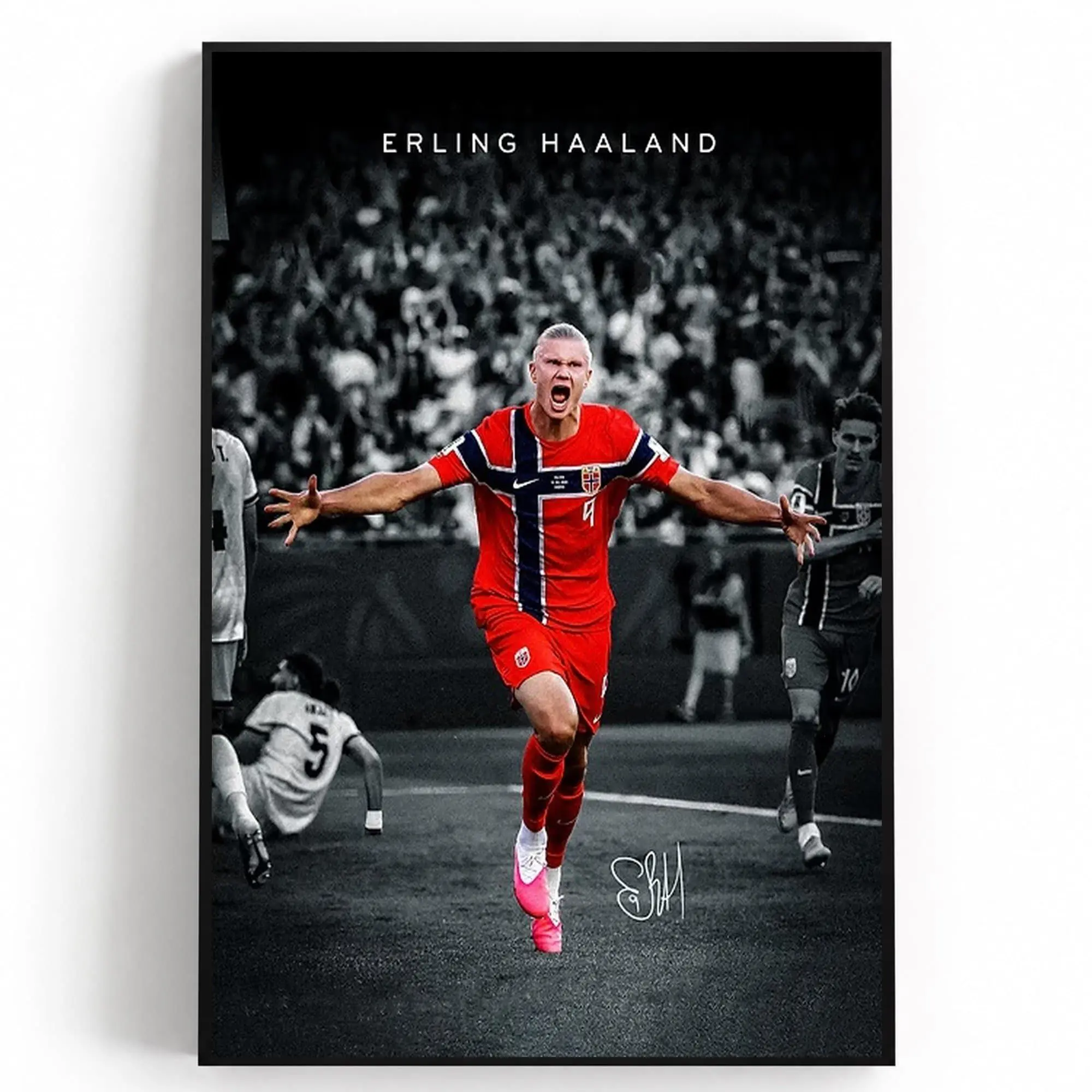 Erling Haaland Norway Football Poster Poster, Soccer Gifts, Sports Poster, Football Poster, Soccer Wall Art( Unframed - Print Only )