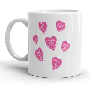 Offensive Candy Hearts Mug Funny Valentines Day Coffee Cup - 11oz Funny Coffee Mugs Ceramic Printed Drinkware Cup