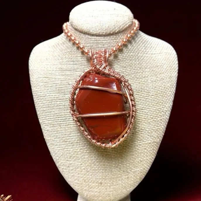 Juma CopperKing Creativity Weave Larg Red Jasper 24” Cooper Necklace