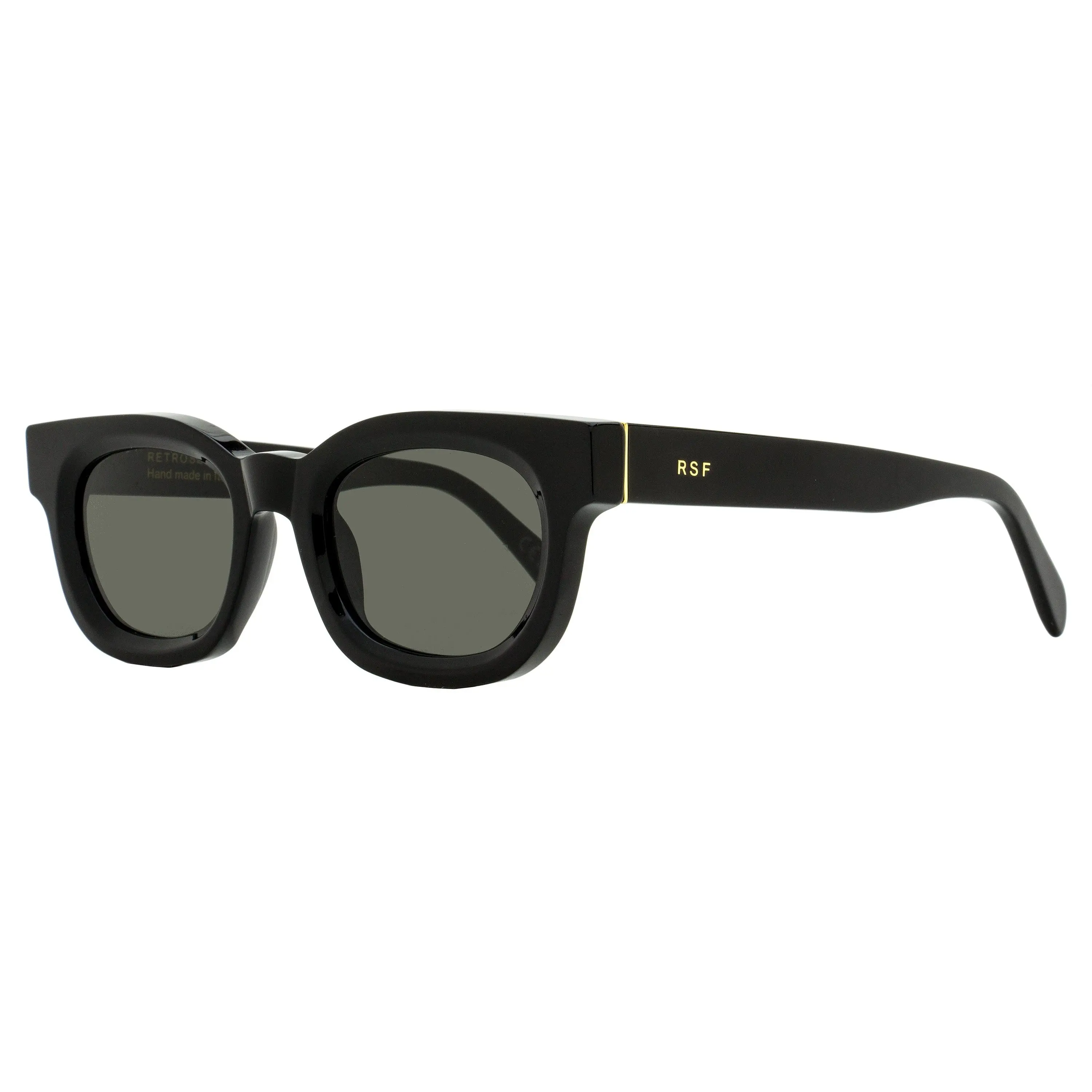 Retrosuperfuture Sempre Retro Chic Oval Sunglasses, Handmade Unisex Acetate Frame with Monogram Logos & 100% UV Protection, DEJ Black 52mm, Stylish Accessories, Alternative Style Men's Sunglasses, Sculptural Profile, 1960S Men's Sunglasses