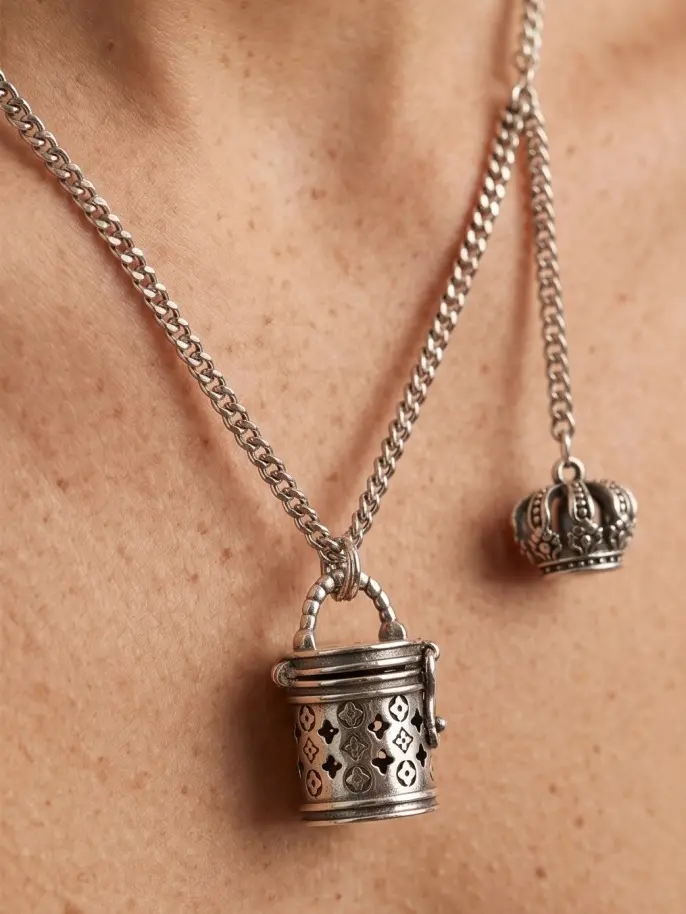 ELIXA Unisex Vintage Secret Locket Necklace | Hidden Diamond Keepsake The Vintage Trunk Necklace