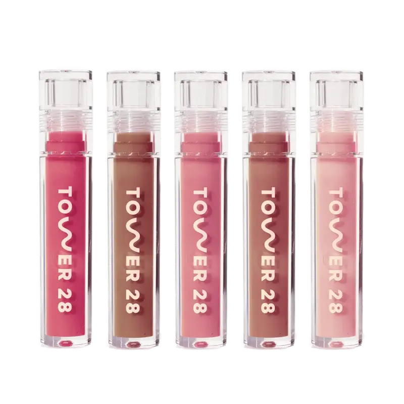 Tower 28 Beauty Milky Lip Set - Makeup, Blend, Nourishing, Sensitive, Glossy Cosmetic in Clear Bottle Matte Lipstick Lipgloss