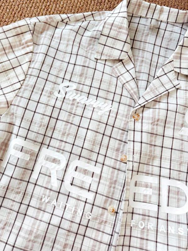 Unisex Free Print Plaid Shirt, Two-Piece Design with Vintage Graphics, Soft Button-Down for Grunge Style and Daily Wear