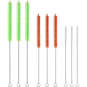9 count  Long Colored Straw Cleaner Brush Set 12" Bendable,Capable of Cleaning Various Metal, , Plastic, ,Glass Straws Tubes Diameters Ranging from 4-16mm